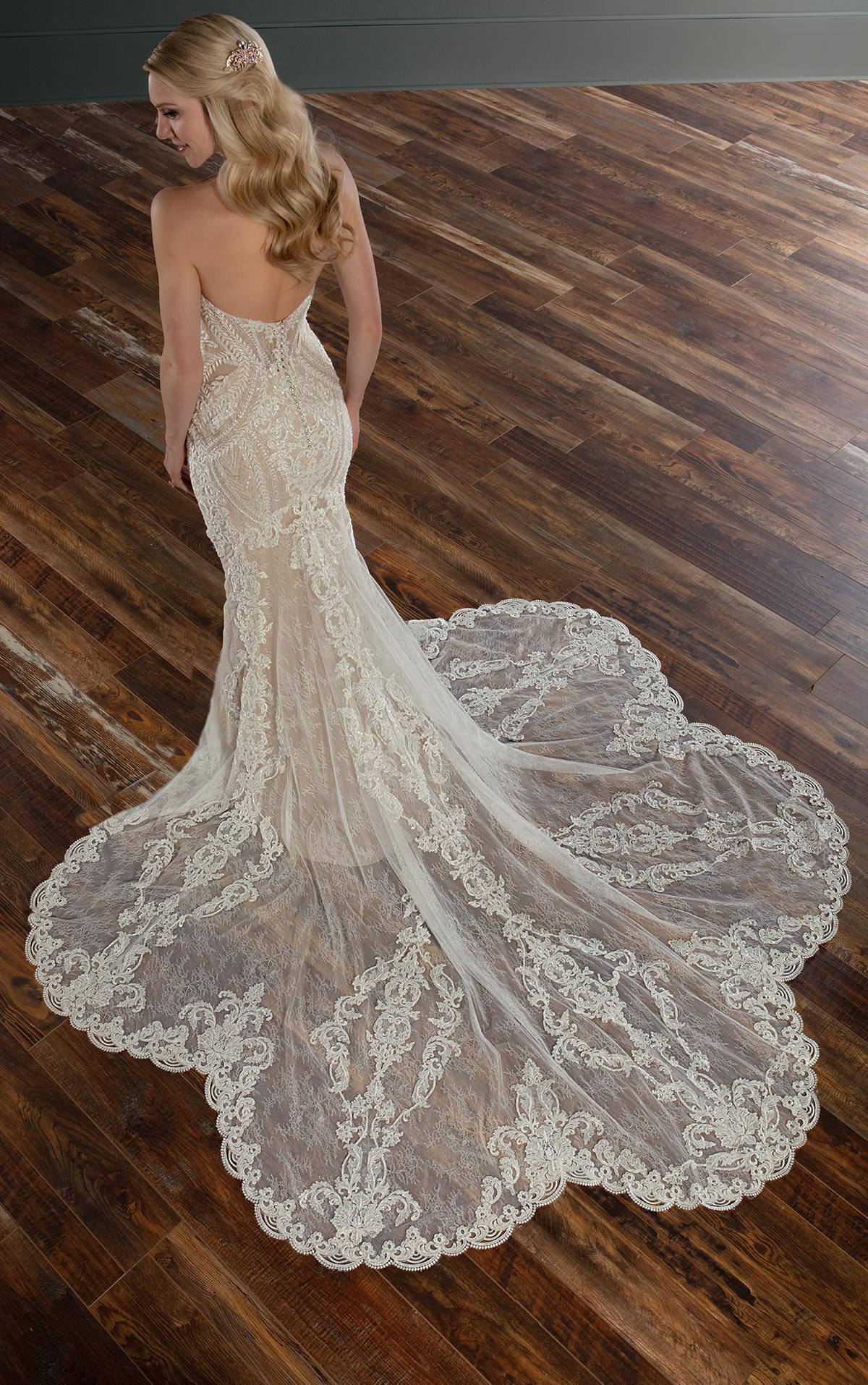 Sexy Fit-And-Flare Wedding Dress With Scallop Train - I Do Bridal & Formal  Mobile, Alabama Montgomery AL
