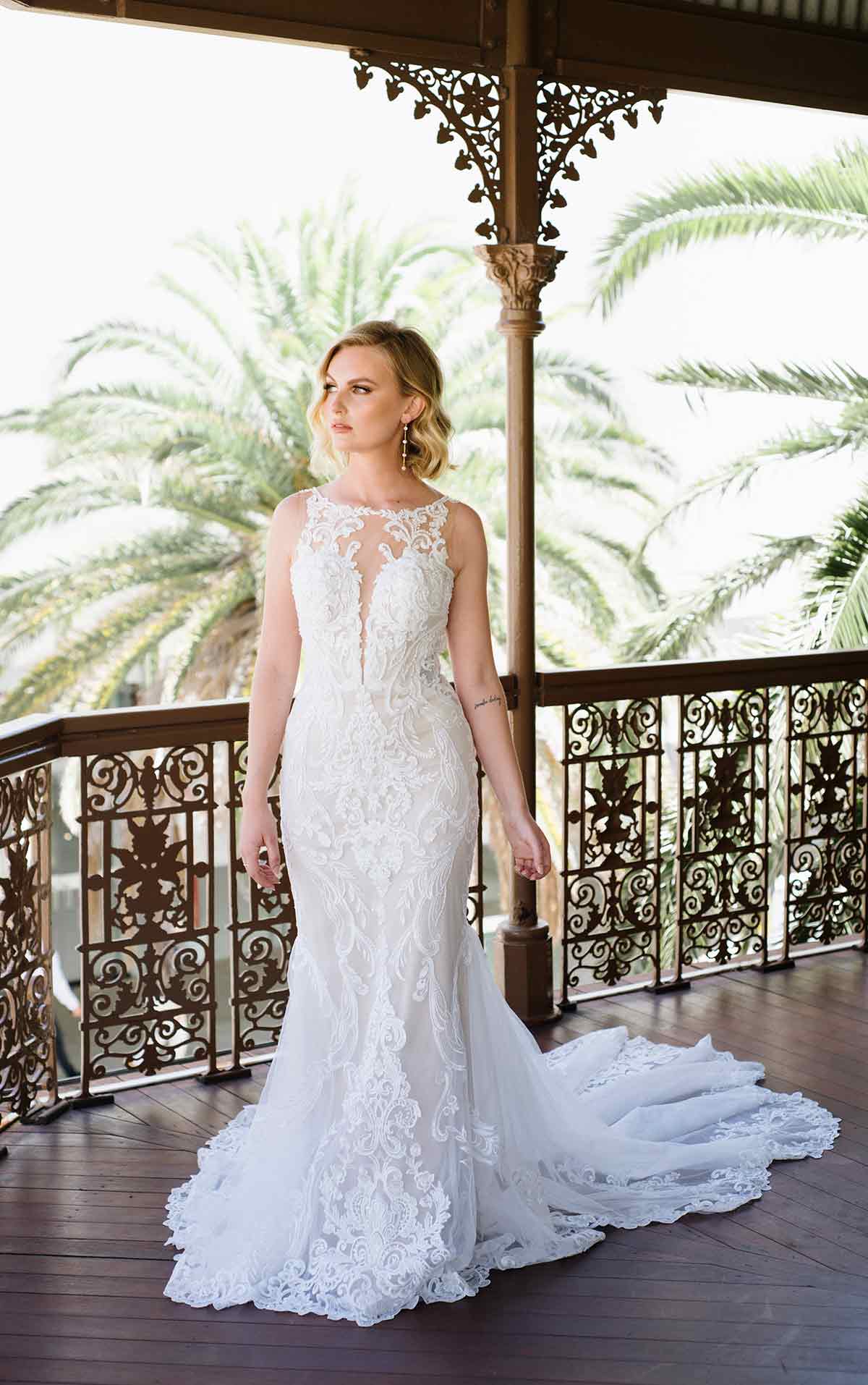 Couture Lace Wedding Dress with High Neckline
