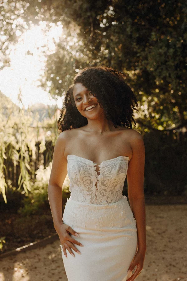MODERN BOHO LONG SLEEVE WEDDING DRESS WITH PLUNGING NECKLINE - Image 11