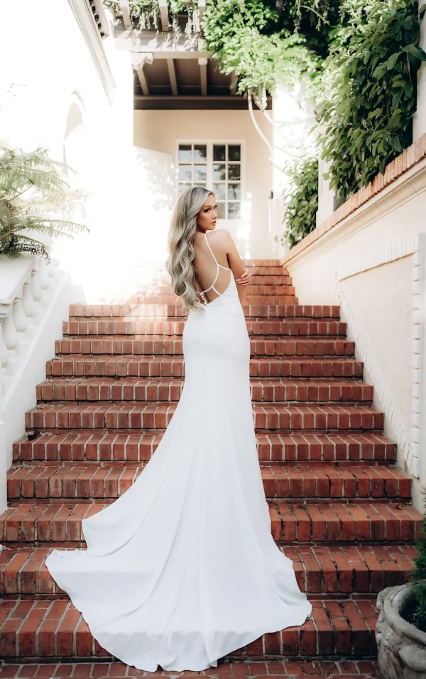 SIMPLE CASUAL FIT-AND-FLARE WEDDING DRESS WITH SEXY BACK DETAIL