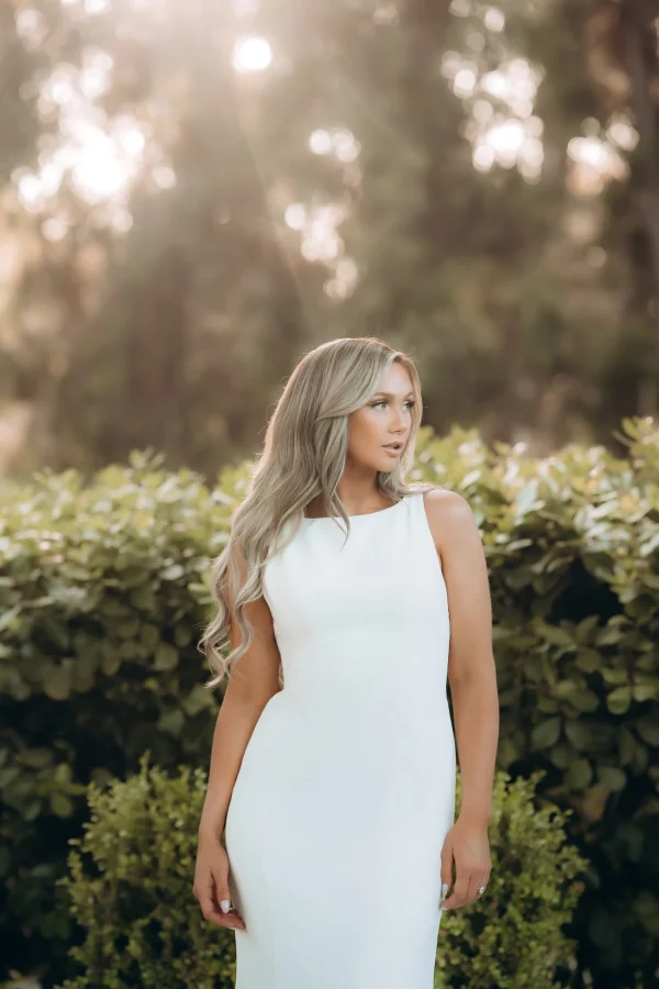 SIMPLE CASUAL FIT-AND-FLARE WEDDING DRESS WITH SEXY BACK DETAIL - Image 9