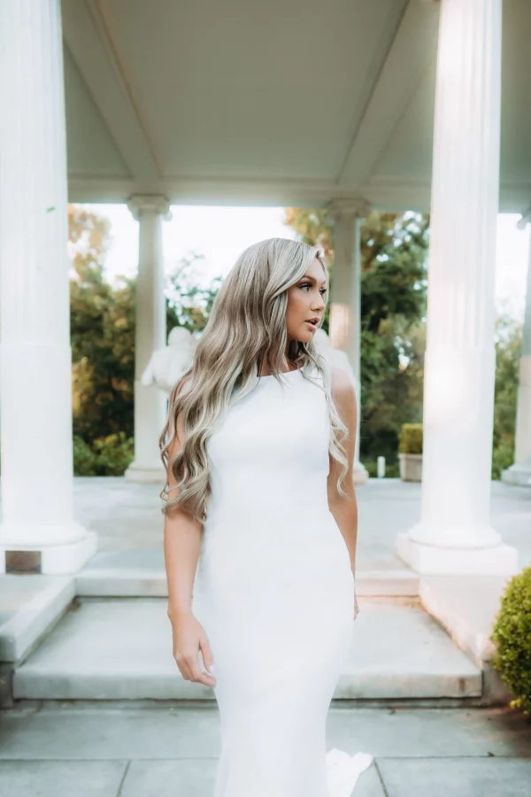 SIMPLE CASUAL FIT-AND-FLARE WEDDING DRESS WITH SEXY BACK DETAIL - Image 10
