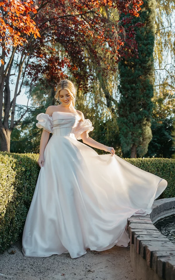 PRINCESS PUFF SLEEVE ORGANZA BALLGOWN WEDDING DRESS