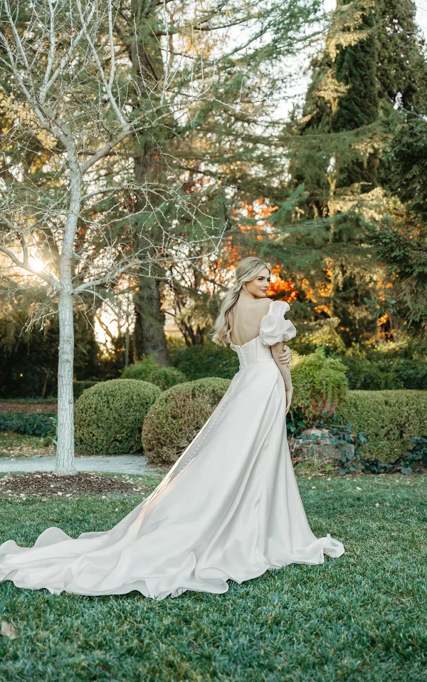 PRINCESS PUFF SLEEVE ORGANZA BALLGOWN WEDDING DRESS - Image 2