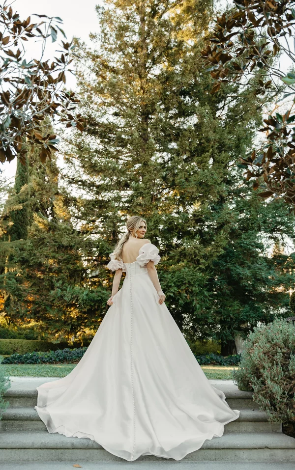 PRINCESS PUFF SLEEVE ORGANZA BALLGOWN WEDDING DRESS - Image 3