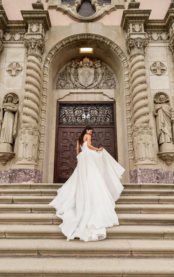 MODERN LUXE STRAPLESS BALLGOWN WEDDING DRESS WITH LEG SLIT - Image 11