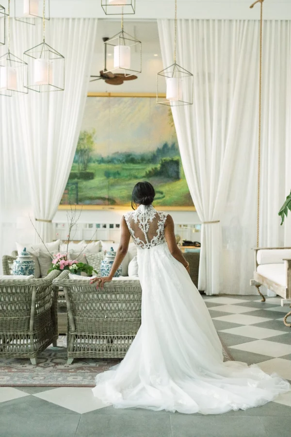 LACY A-LINE WEDDING DRESS WITH HIGH ILLUSION NECKLINE - Image 5