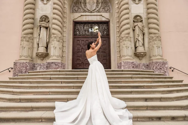 MODERN LUXE STRAPLESS BALLGOWN WEDDING DRESS WITH LEG SLIT - Image 7