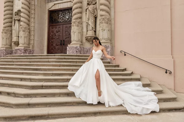 MODERN LUXE STRAPLESS BALLGOWN WEDDING DRESS WITH LEG SLIT - Image 5