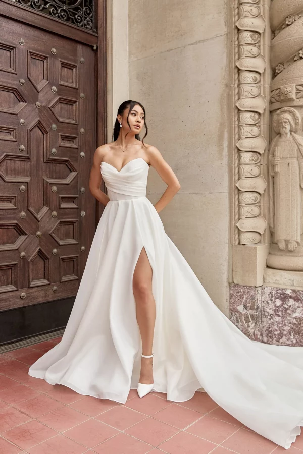 MODERN LUXE STRAPLESS BALLGOWN WEDDING DRESS WITH LEG SLIT - Image 4
