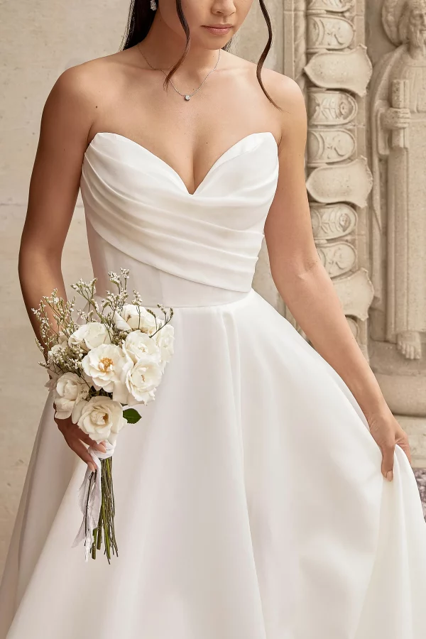 MODERN LUXE STRAPLESS BALLGOWN WEDDING DRESS WITH LEG SLIT - Image 3