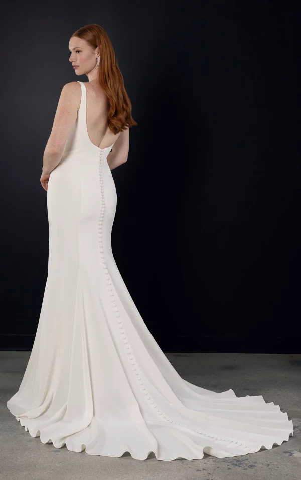 CHIC SQUARE NECKLINE COLUMN WEDDING DRESS WITH SHOULDER STRAPS - Image 4